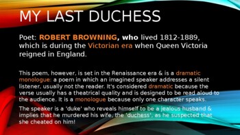 Preview of IEB Poetry 2020-2022: PowerPoint on 'My Last Duchess' by Robert Browning