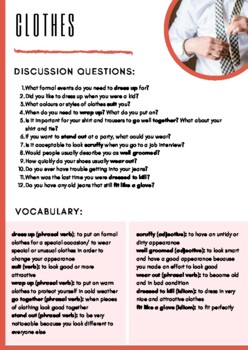 Preview of IELTS Advanced Speaking & Writing Questions - Clothes