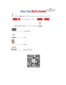 Preview of IELTS Speaking Topic Alone Time (Worksheet Answers)