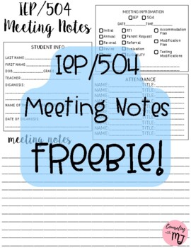 Preview of IEP/504 MEETING NOTES/AGENDA