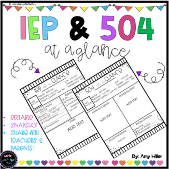 Preview of IEP & 504 at a Glance [Snapshot]