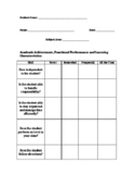 IEP Academic Achievement Questionnaire for Gathering Infor