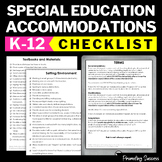 IEP Accommodations Cheat Sheets Checklist for Special Education Teacher Binder