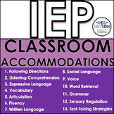 Speech & Language IEP & RTI Classroom Accommodations Lists