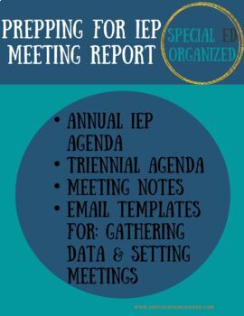 Preview of IEP Agendas, respectful/firm email template, and Meeting Notes