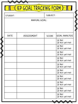 IEP Annual Goals Tracking Sheet by JamieP123 | Teachers Pay Teachers