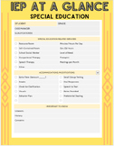 IEP At A Glance Editable in Google Docs Special Education