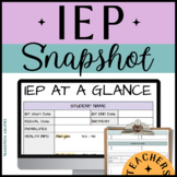 IEP At A Glance | Snapshot | SPED TEACHER CASELOAD MANAGEM