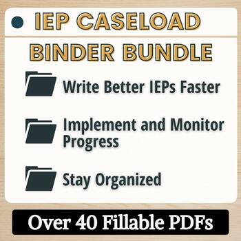 Preview of IEP Caseload Binder BUNDLE Fillable PDFs to Write, Implement, and Track Data