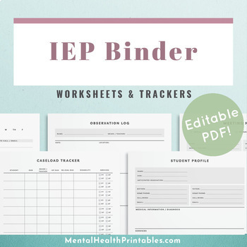 Preview of IEP Binder for Special Education Teachers / School Psychologists *Fillable!*