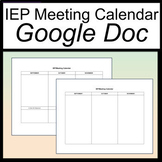 IEP Calendar Google Doc [IEP Meeting Calendar] [Editable I