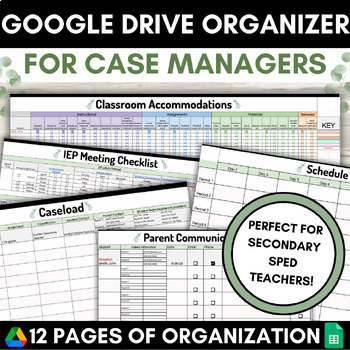 Preview of IEP Case Manager Google Drive Organizer Planner Sped Teacher Editable Sheet K-12