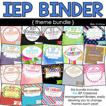 Preview of IEP Caseload Binder for Special Ed - Bundle of 18 Themes