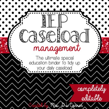 Preview of The Ultimate Special Education Binder - Black White Red {editable} IEP Binder
