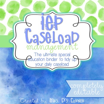 Preview of The Ultimate Special Education Binder - Blue Watercolor {editable} IEP Binder