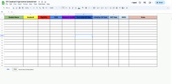 Preview of IEP Caseload Organization Spreadsheet