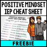IEP Cheat Sheet - Positive Mindset Worksheet - Special Education