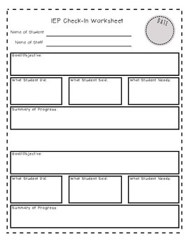 Preview of IEP Check-In Worksheet