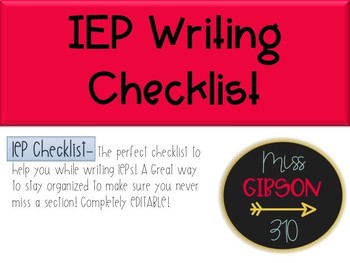 Preview of IEP Writing Checklist (Editable)