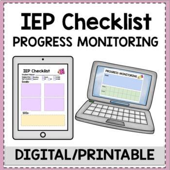 Preview of IEP Checklist - Progress Monitoring - Special Education - DIGITAL/PRINTABLE