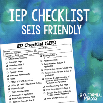 Preview of IEP Checklist (SEIS)