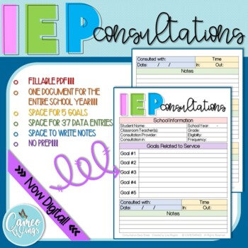 Preview of IEP Consultation Data Sheet (Fillable PDF)