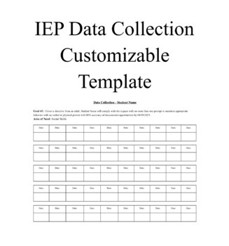 Preview of IEP Data Collection Customizable Template