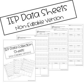 Preview of IEP Data Collection Sheets (Non-Editable)