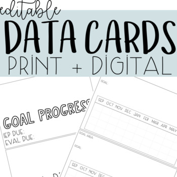 Preview of IEP Data Tracking Cards - Progress Monitoring, Editable