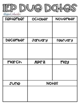 Preview of IEP Due Date Chart