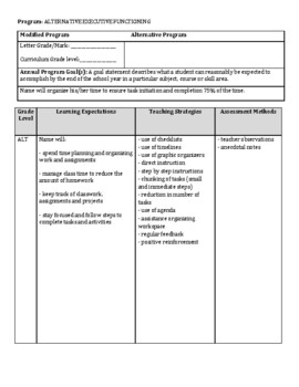 IEP Executive Functioning page by Ivana's Classroom | TpT