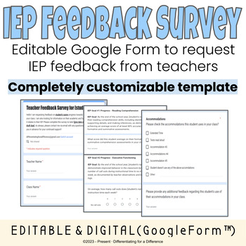 Preview of IEP Feedback & Data Collection l Teacher Feedback Google Form Survey l EDITABLE