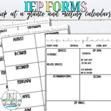 IEP Forms: IEP at a Glance and Meeting Calendars