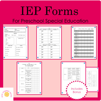 Preview of IEP Forms for Preschool Special Education