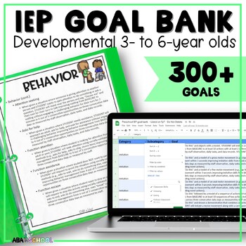 Preview of IEP Goal Bank Preschool Pre-K Special Education goals IEP Goals and Objectives