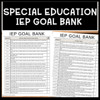 Preview of IEP Goal Bank Resource for Special Education Teachers 