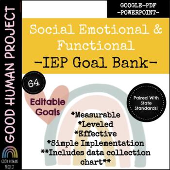 Preview of IEP Goal Bank | Social Emotional & Functional Goals | Editable