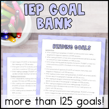 Preview of IEP Goal Bank for Writing IEP Goals