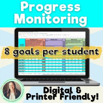 Preview of IEP Goal Progress Monitoring Template (Eight Goals/Student)