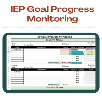 IEP Goal Progress Monitoring Tracking Sheet by Miss Triezenberg TPT