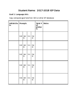 Preview of IEP Goal Tracking Data Sheets