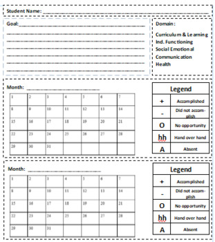 Preview of IEP Goal Tracking Sheet Front and Back Publisher file