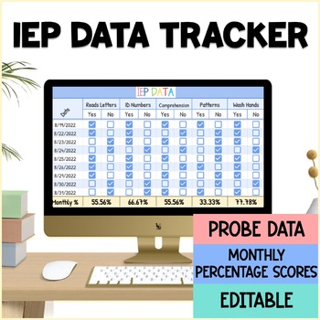 Preview of IEP Goal and Objective Digital Data Tracker with Automatic Monthly Percentages