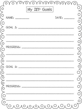 Preview of IEP Goal and Progress tracker for student self-monitoring