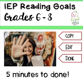Preview of IEP Goals Grades 6 | 7 | 8 Reading and Writing SMART goal #
