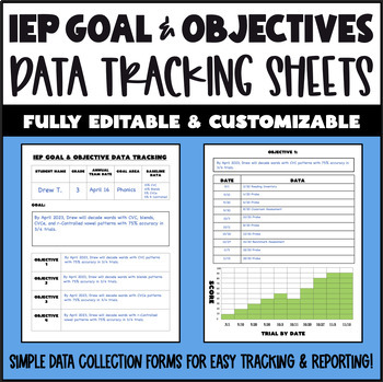 Preview of IEP Goals & Objectives - Data Tracking - Editable
