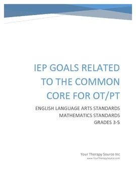 Preview of IEP Goals Related to the Common Core for OT and PT Grades 3-5