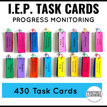 Preview of IEP Goals Task Cards Data Tracking Progress Monitoring Task Boxes Special Ed