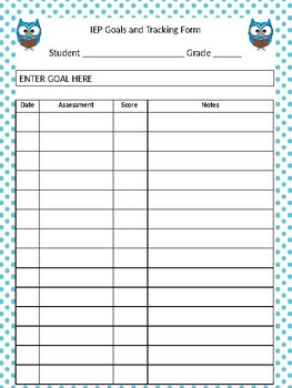 IEP Goals Tracking Form by Taking a Walk on the Teaching Side | TpT