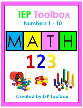Preview of IEP Goals and Activities for Elementary Math Numbers 1-10 Assessment/Centers